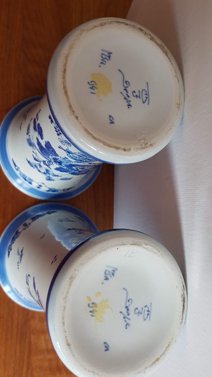 Delft's Blauw. Vazen met bloemmotief. Nr. 941 . Per set van 2 4