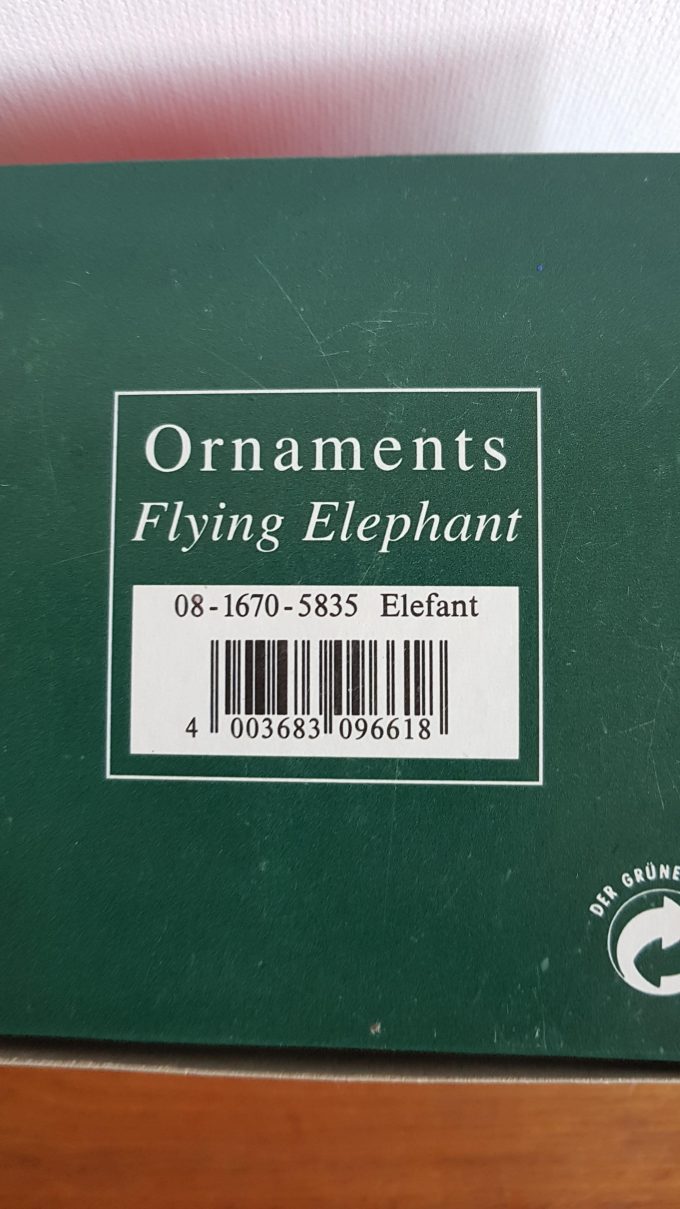 Villeroy & Boch Porselein. Ornament Flying Elephant, "vliegende olifant". 08-1670-5835 3