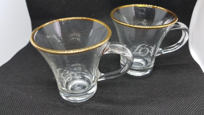 L'Or. Espresso kopje glas met gouden rand. 1