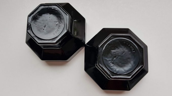 Arcoroc Octime France. Kaarsenhouders zwart. Geperst glas. Per set van 2. 3