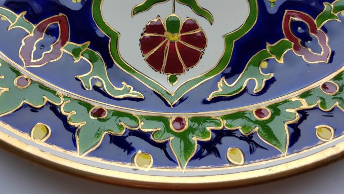 Rhodos Ceramic. Keramiek Wandbord met floraal motief. 3