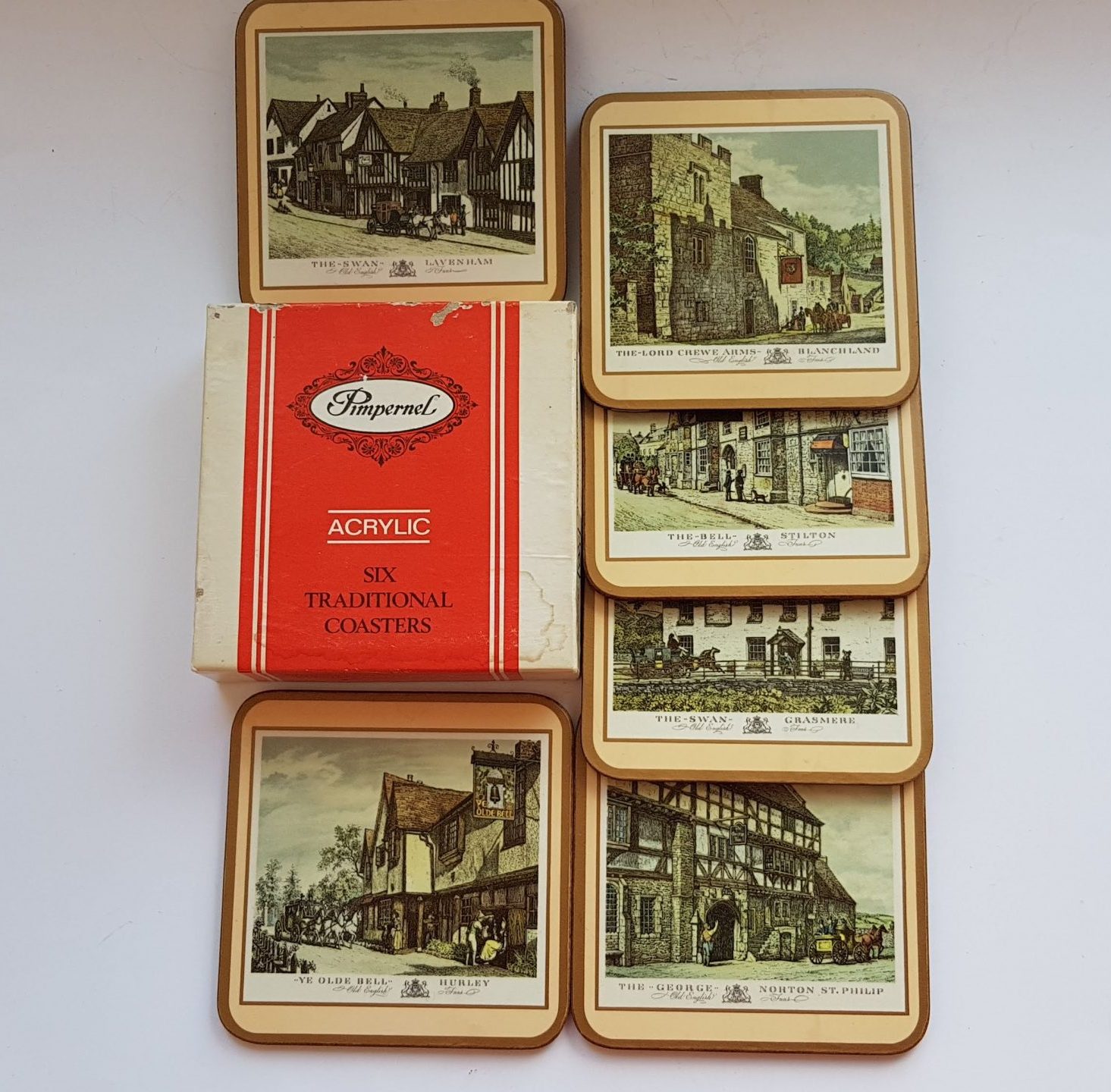 noodzaak bossen Instituut Pimpernel United Kingdom. Six Traditional Coasters / Engelse Herbergen/  Kroegen. 🌺 Vintage Webshop SennaBenna