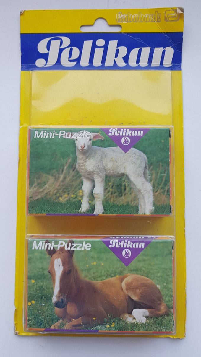 Pelikan Minipuzzle 623951/48. Rabobank. Lammetje en Veulen 48 stukjes. 1