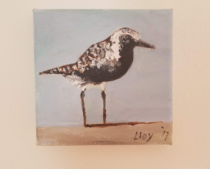 Miniatuur vogel schilderijtjes 10 x 10. Per set van 3. Serie 1. 1