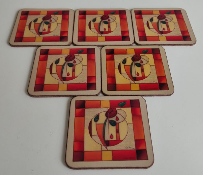 Pimpernel Coasters. Art for the Table. Design Debbie Halliday. Bloemmotief. Per set van 6 1