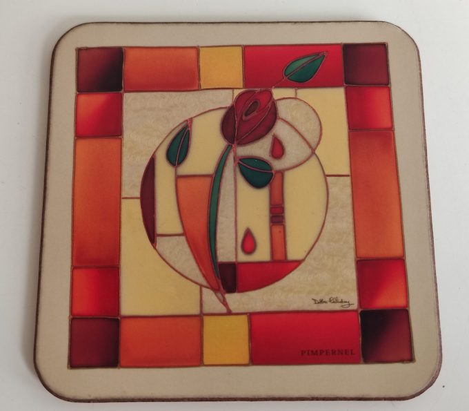 Pimpernel Coasters. Art for the Table. Design Debbie Halliday. Bloemmotief. Per set van 6 2
