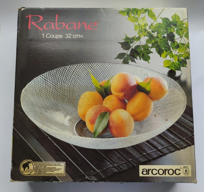 Arcoroc Rabane. Made in France. Fruitschaal transparant glas. Diameter 32 cm. 1