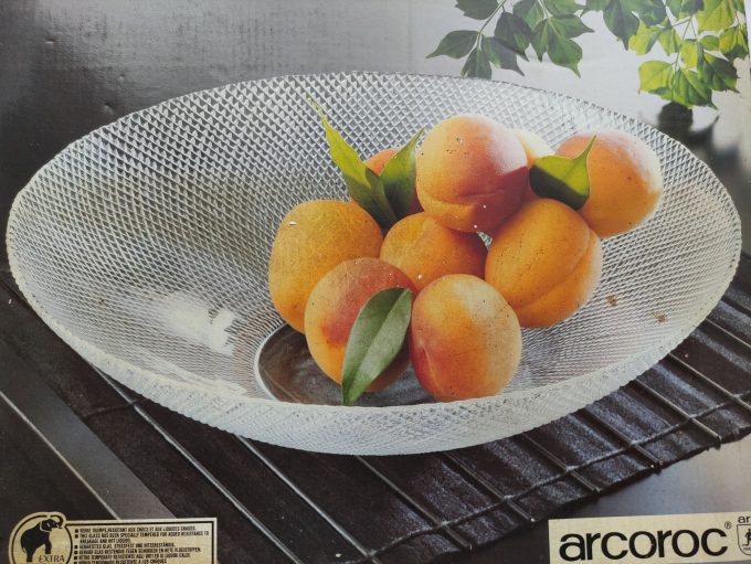 Arcoroc Rabane. Made in France. Fruitschaal transparant glas. Diameter 32 cm. 2