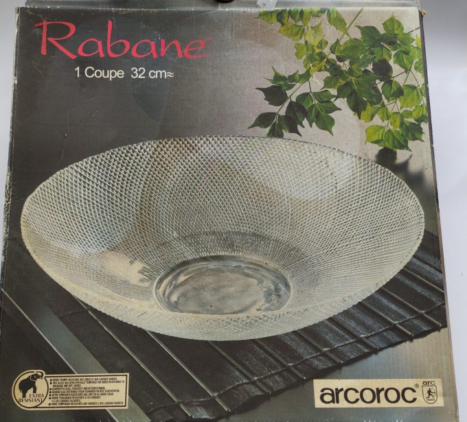 Arcoroc Rabane. Made in France. Fruitschaal transparant glas. Diameter 32 cm. 3