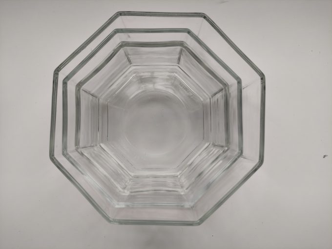 Arcoroc Octime. Schaaltjes transparant glas. Achthoekig. 11.5 x 5 cm. Per stuk 2