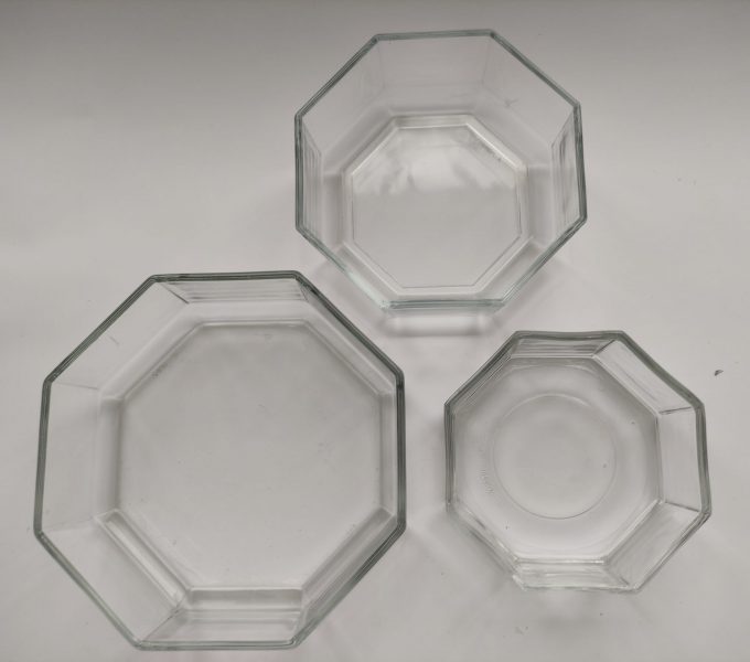 Arcoroc Octime. Schaaltjes transparant glas. Achthoekig. 11.5 x 5 cm. Per stuk 4