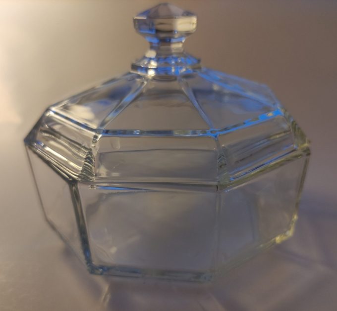 Arcoroc Octime. France. Suikerpot glas met glazen deksel. 1