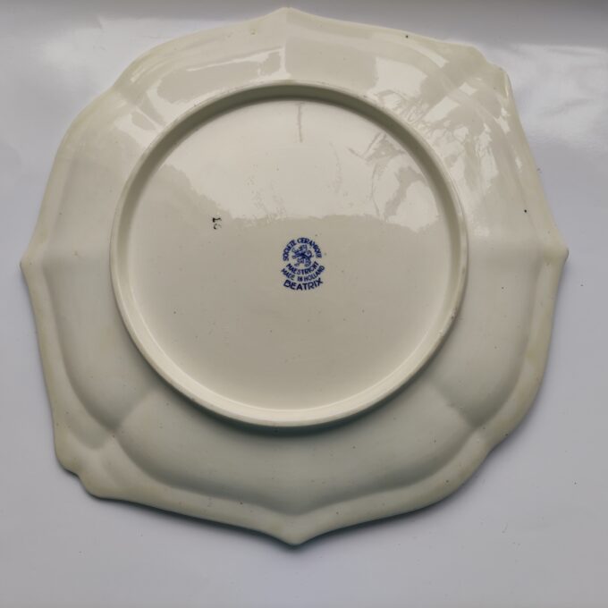 Societé Ceramique Maestricht. Made in Holland. Design Beatrix Gebaksschaal + bordje. Blauw wit floraal motief. 5