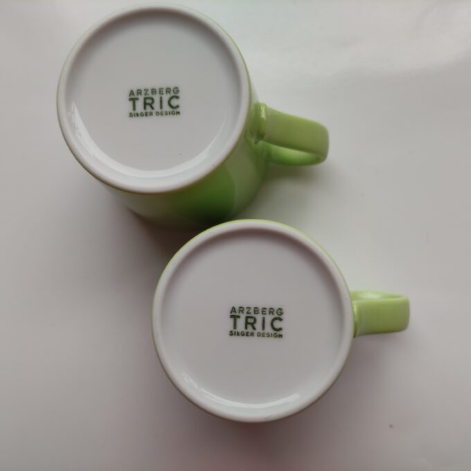 Arzberg Tric. Sieger Design. Espresso kop zonder schotel. Kleuren 2 x Groen en 1 x Geel. Per set van 3 4