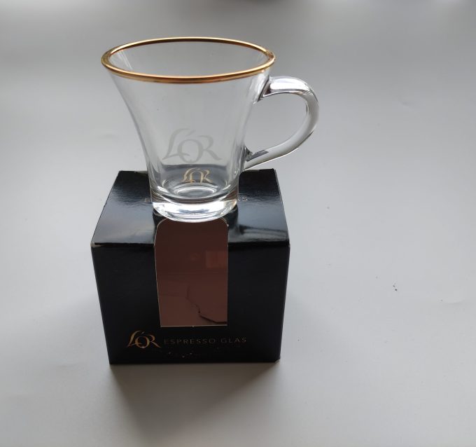 L'Or espresso glazen. Glas met gouden rand. Per stuk 1