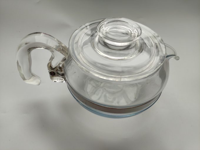 Pyrex. Made in USA. Glazen theepot nr. 7756-n5 met stainless rand 2