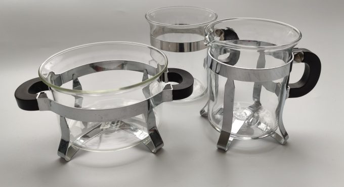 Bodum. Design Chambord. Set Suikerpot, melkkan en 1 thee of koffieglas. 1