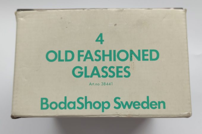 Vintage Old Fashioned Glasses. Kosta Boda Sweden. 4 glazen in doos. Artikelnr. 38441 6