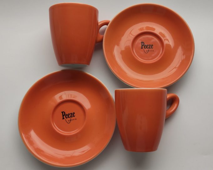 Walküre  Germany.  Design Peeze koffie. Espresso kop en schotel. Oranje Wit. Per set van 2. - Afbeelding 3