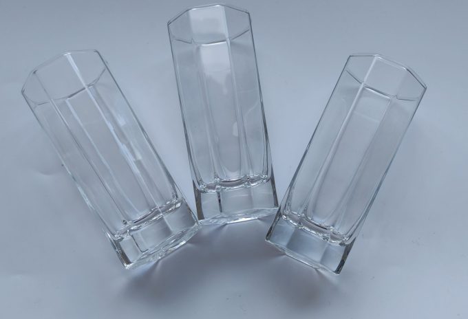 Luminarc, Verre d'Aroues France. Octime.(8 kantig) borrel en/of likeur glas. Per stuk 5