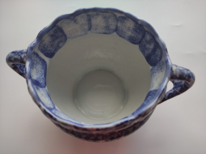 Made in Japan? Amfora cache-pot. Chinoiserie . Blauw wit Porselein . Maat 13 x 21 x 11 cm. Per stuk - Afbeelding 3