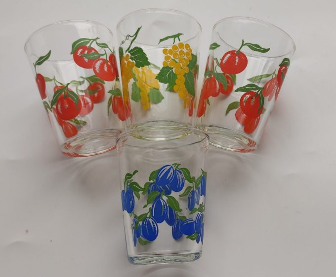 Made in Italy. Water Limonade Glas met Fruit figuren. Per set van 4. - Afbeelding 2