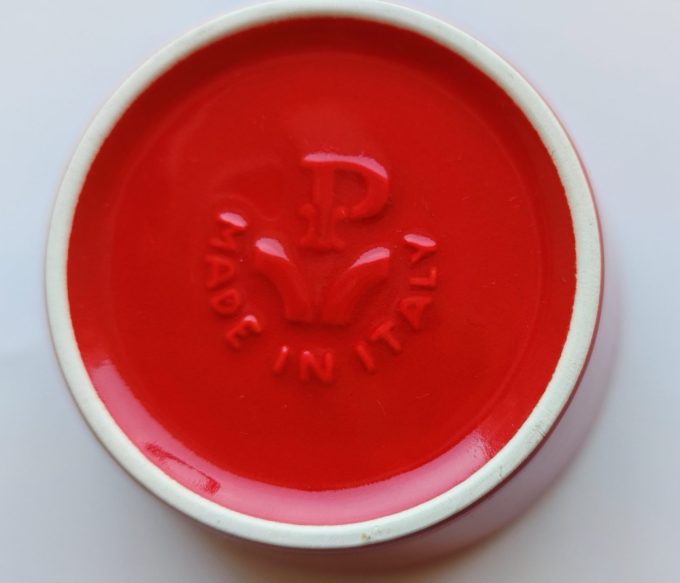 Schaaltjes rond. Rood Wit . Pagnossin. Made in Italy. Per set van 6. - Afbeelding 3