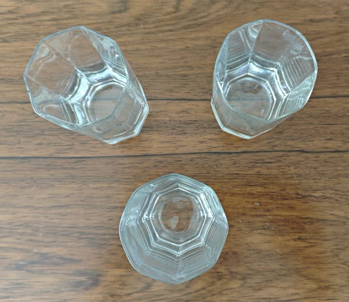 Octime.(8 kantig) water en /of wijnglas. Per set van 3. - Afbeelding 2
