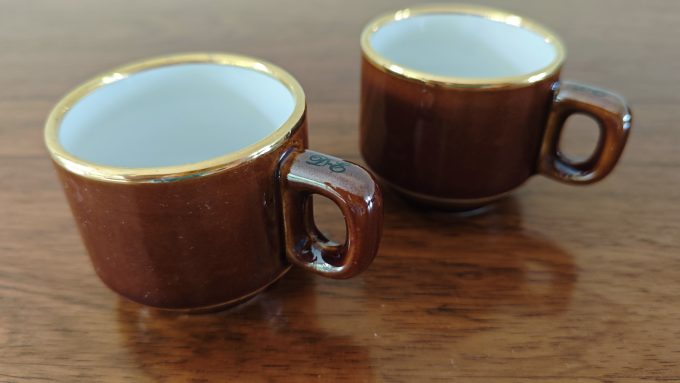 Delaunay.  Espresso / Ristretto koffie kop . Bruin Wit. (zonder schotel ) Per set van 2 - Afbeelding 2
