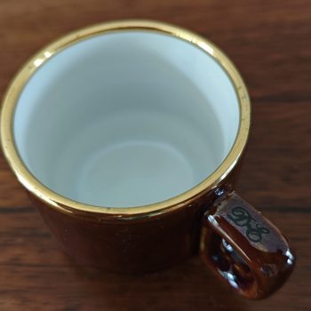 Delaunay.  Espresso / Ristretto koffie kop . Bruin Wit. (zonder schotel ) Per set van 2