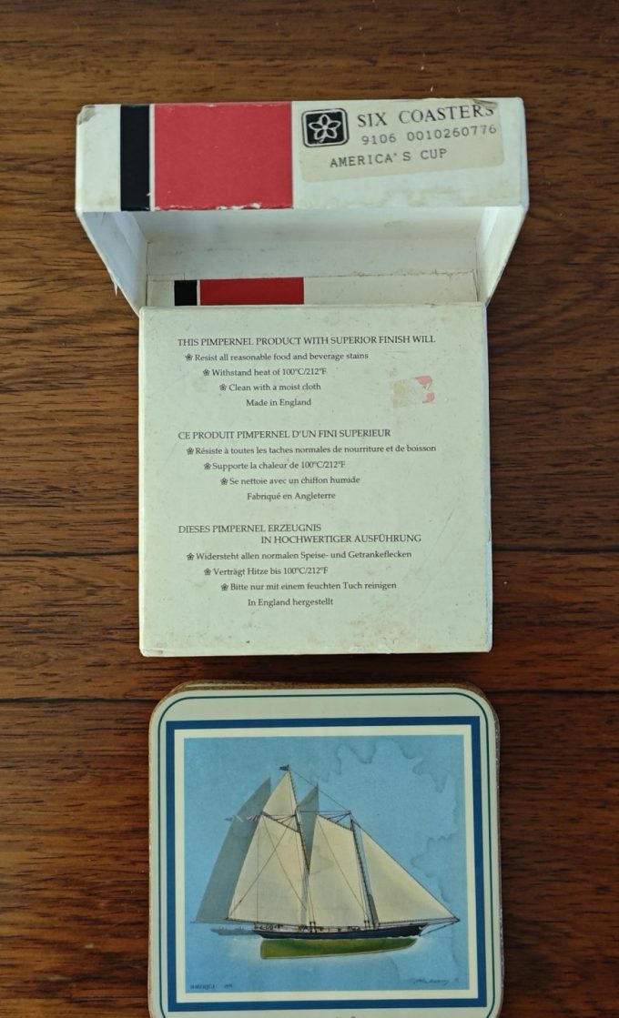Pimpernel  Coasters.  America's Cup. Afbeelding Zeilschepen. 6 in doosje. - Afbeelding 3