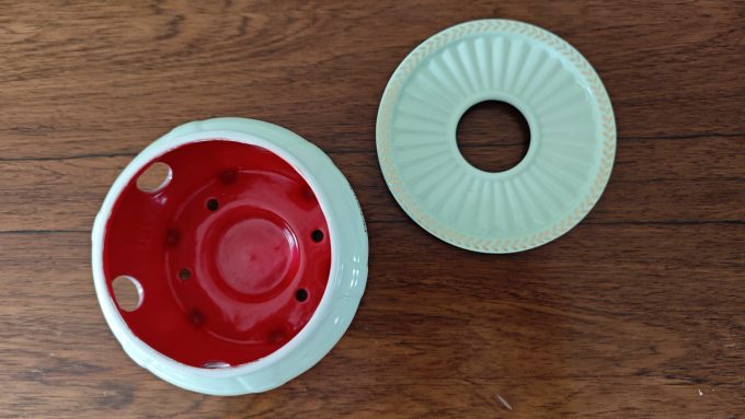 Pickwick Thee. Thee pot met warmhoud onderstel.  Licht Groen Wit. Complete set - Afbeelding 4