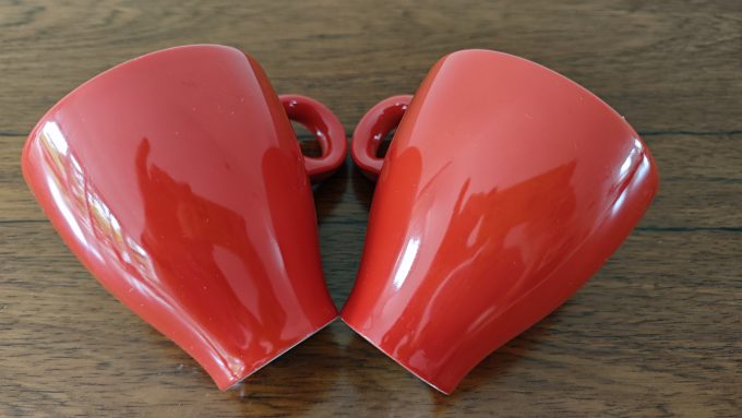 Simon Lévelt. Koffie Kop Rood Wit.  Voor Lungo of Latte. Per set van 2. - Afbeelding 3