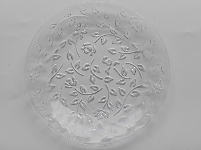 Gebaksbordjes Glas. Mooi bladmotief. Per set van 6. - Afbeelding 2