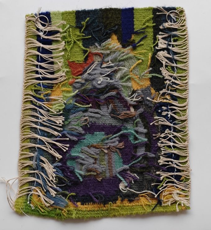 Huisvlijt uit Scandinavië.  Wandkleedje Zweden.  Maat 17 x 23 cm.  Geweven Dierfiguur. - Afbeelding 2