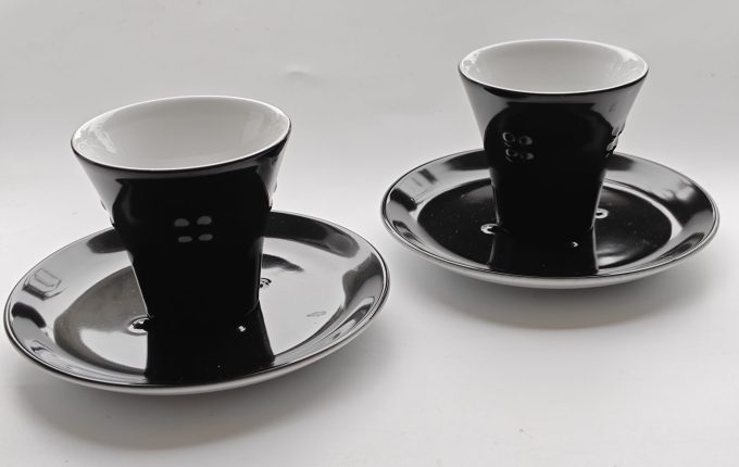 Walküre . Made in Germany. Lungo kop en schotel. Zwart Wit.  Per set van 2
