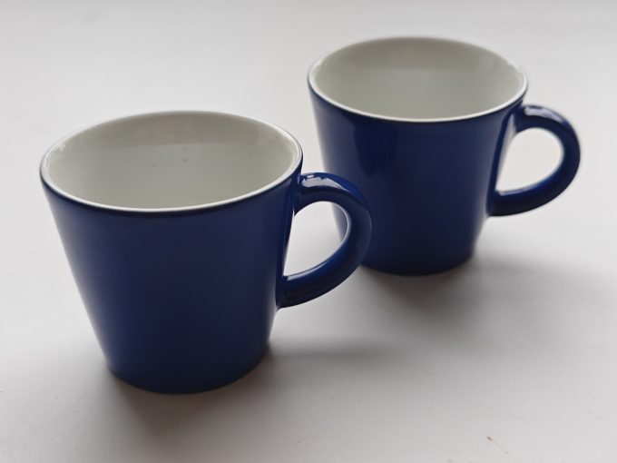 Arzberg Perla Germany. Espresso Kop zonder Schotel Blauw wit . set van 2