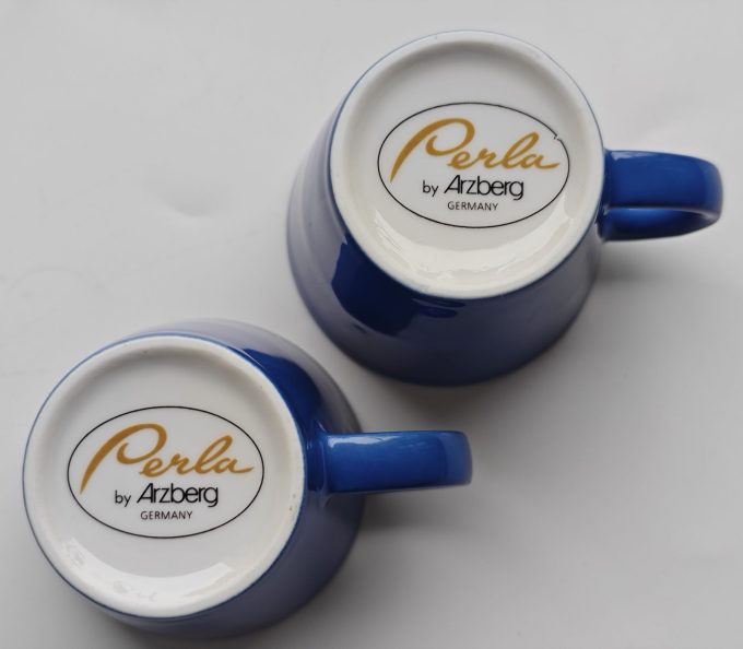 Arzberg Perla Germany. Espresso Kop zonder Schotel Blauw wit . set van 2 - Afbeelding 2