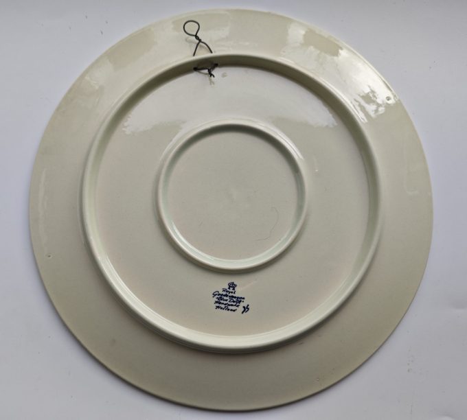 Royal Goedewaagen,  "Blue Delft". Handwork Holland.  Wandbord Beroepen. De Plaatdrukker. - Afbeelding 2