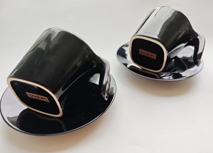 Bodum. Cappuccino Kop en Schotel.  Zwart. Per set van 2. - Afbeelding 2