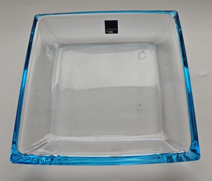 Leonardo. Sophia schaal in 2 kleuren. Blauw en Geel. (Tecqton  Glas. ) inclusief 4 Leonardo Theelicht houders. Set van 6. - Afbeelding 4