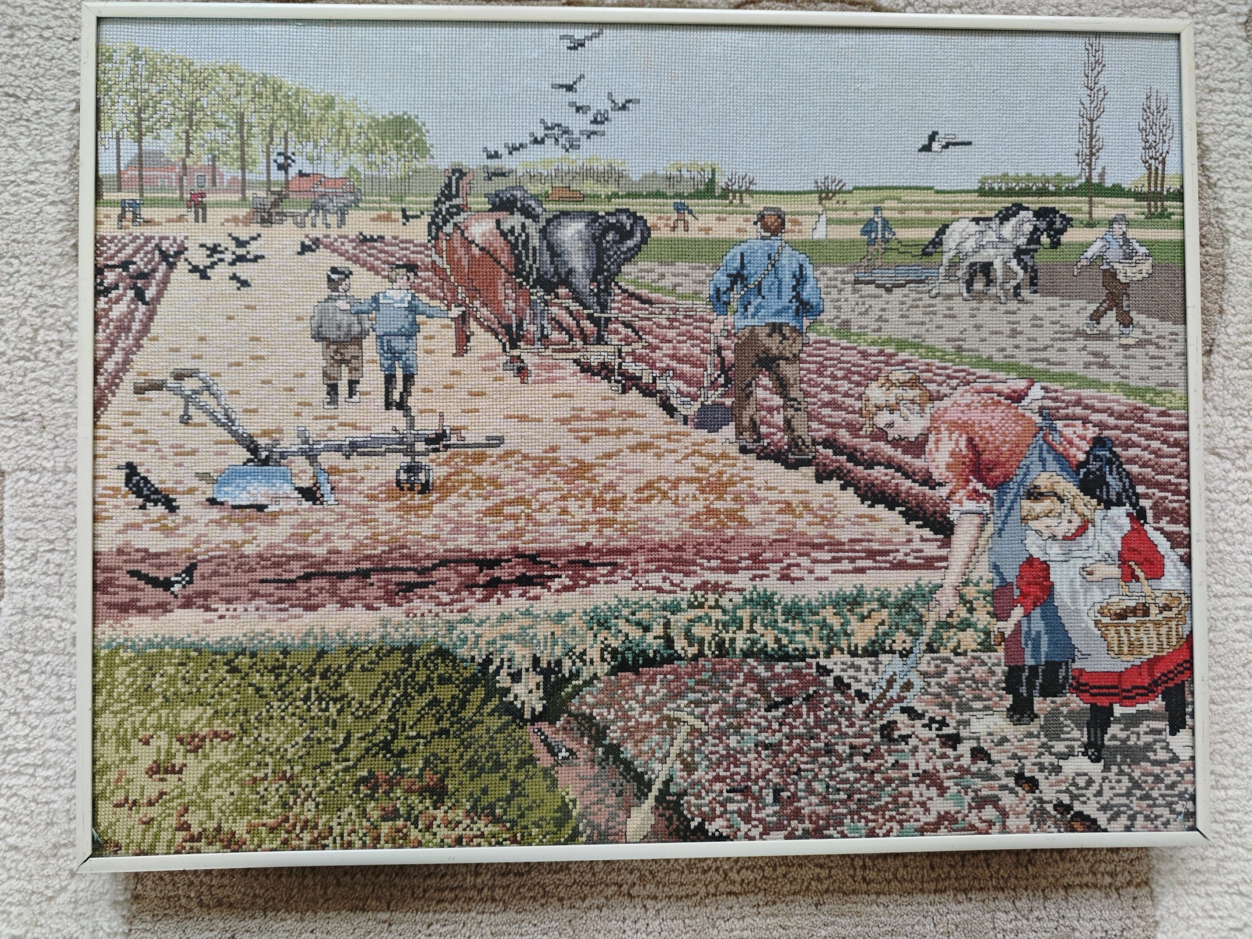 Geborduurd werk “De lente op den akker” naar Cornelis Jetses – 40 x 50 cm 1 Geborduurd werk “De lente op den akker” naar Cornelis Jetses – 40 x 50 cm