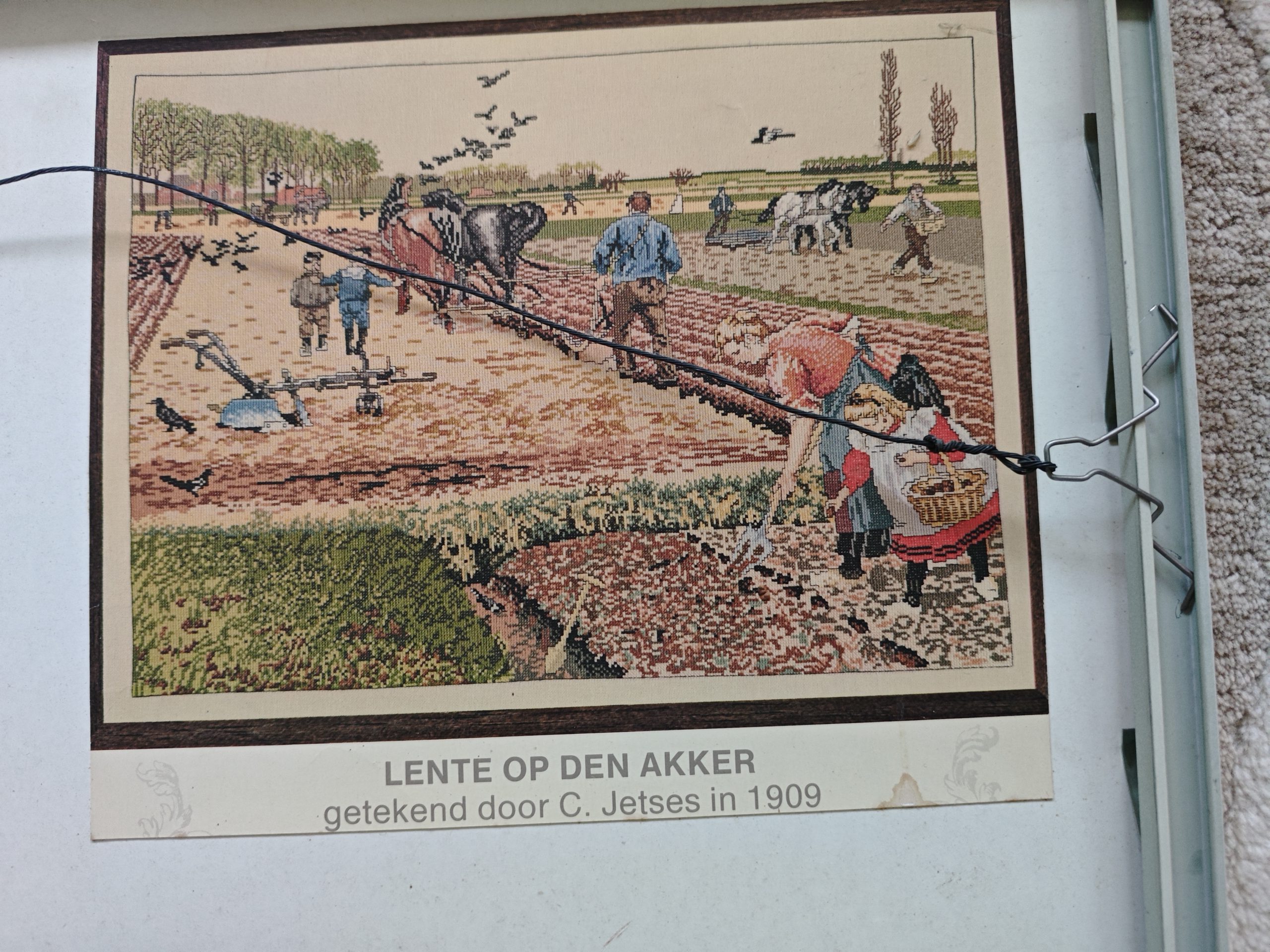 Geborduurd werk “De lente op den akker” naar Cornelis Jetses – 40 x 50 cm 2 Geborduurd werk “De lente op den akker” naar Cornelis Jetses – 40 x 50 cm - Afbeelding 2